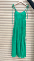 Summer Embroidered Patchwork Spaghetti Straps Flounce Long Dresses